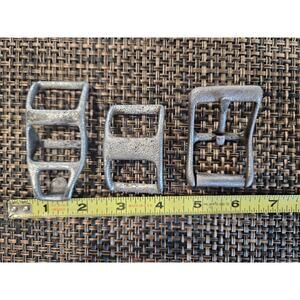 Set of 3 Vintage Cast Iron Buckle Harness Bridle Saddle Strap Tack USA
